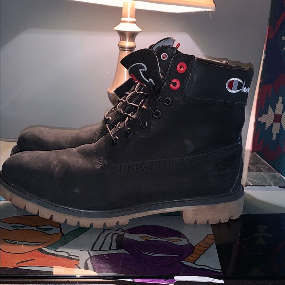 TIMBERLAND❌CHAMPION black suade boots